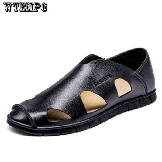 Sandals Summer Men's Quality Shoes Leather Men Sandals Comfortable Slip on Slippers