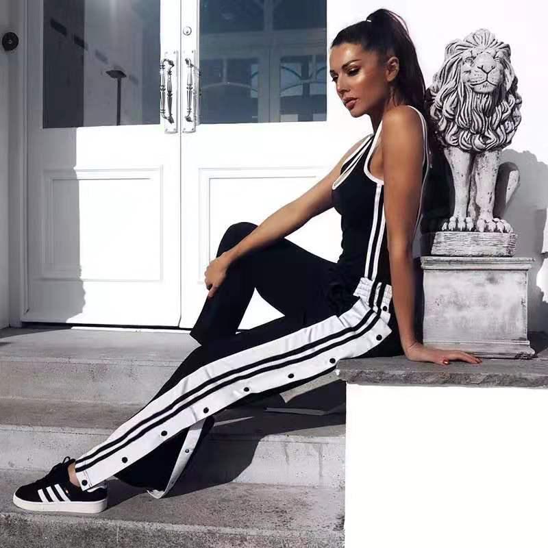 Womens Joggers Sweatpants Wide Leg Pants Loose Stripe Casual High Waist Pants Streetwear Trousers