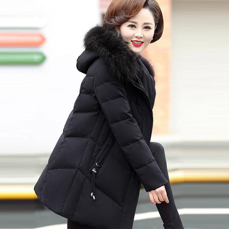 Women's Mid-length Down Jacket Winter Korean Loose Cotton Clothes Casual Hooded Padded Jacket Quilted Jacket