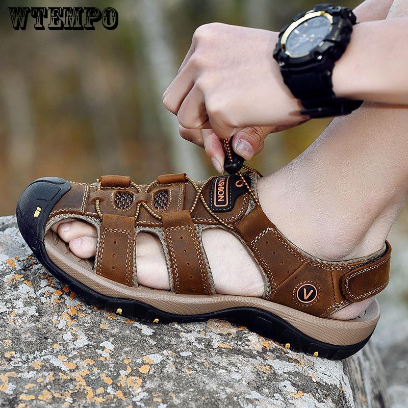 High Quality Summer Breathable Sandals Beach Shoes Hiking Outdoor Genuine Leather Sandals