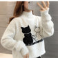 Autumn Winter Women Slim Knitted Sweater Tops High Neck Long Warm Baggy Chunky Pullovers Outwear