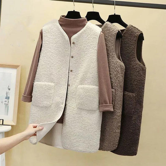 Long Vest Women's Autumn and Winter Mid-length Imitation Lamb Wool Fashion All-match Women's Coat