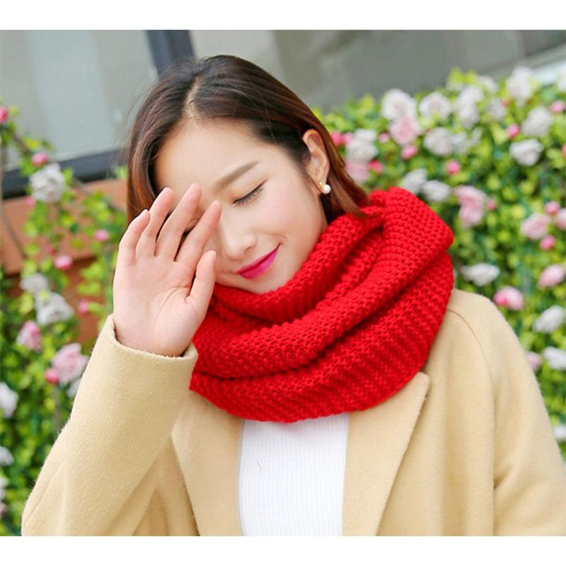 Women's Knitted Inch Scarf Knitted Warm Round Neck Scarf