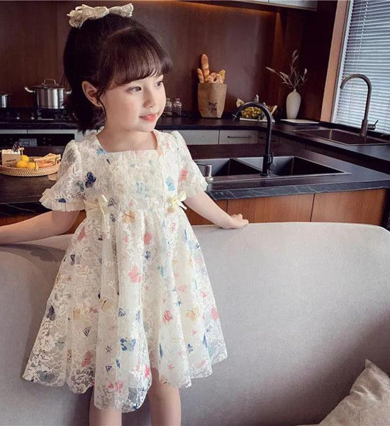 Girls Dress Summer Lace Floral Sweet Princess Skirt Summer Children's Clothing Children's Skirt Puff Skirt A-line Skirt