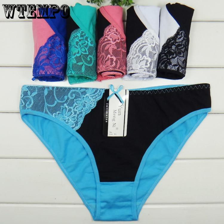 Women Underwear Cotton Sexy Lace Low Waist Ladies Panties Knickers Briefs Lingerie 6 pcs/Lot