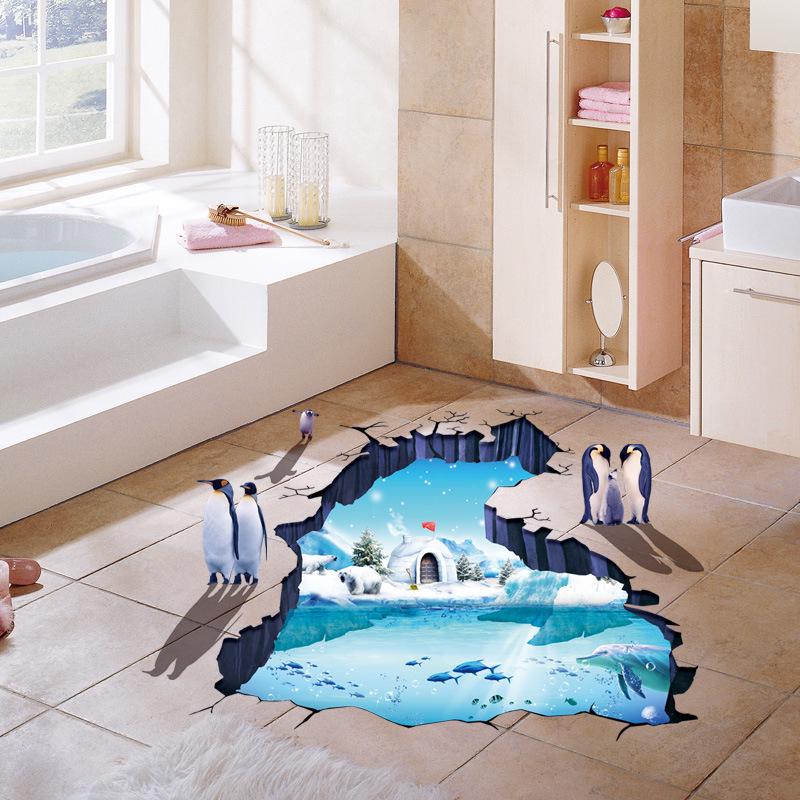 Creative 3D Polar Glacier Bedroom Living Room Floor Sticker Environment Decoration Wall Stickers