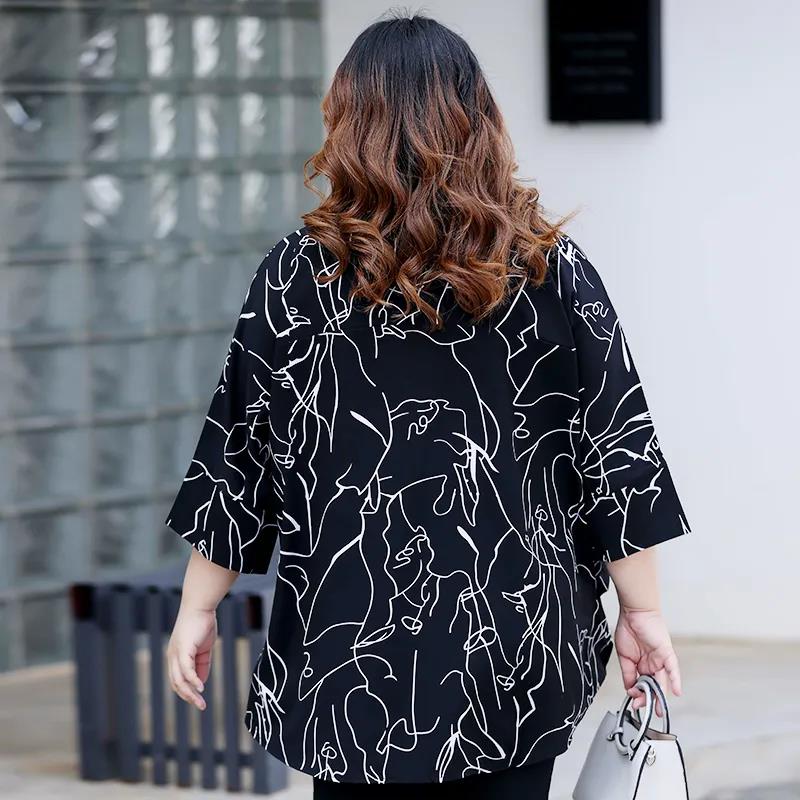 4XL-8XL Size Short-sleeved T-shirt Fat Woman Summer Dress Plus Fat Oversized Chiffon Printed Top Breathable and Loose