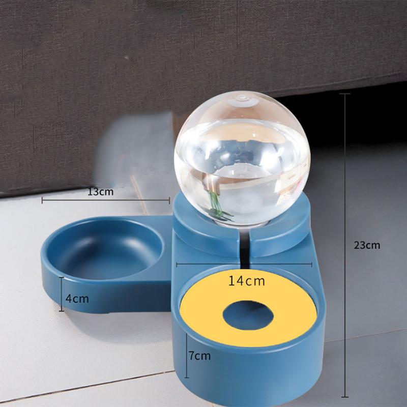 Pet Cat Dog Automatic Feeding Drinking Bowl Double Bowl Water Dispenser Anti-overturn Food Feeding Water Storage 1.8L