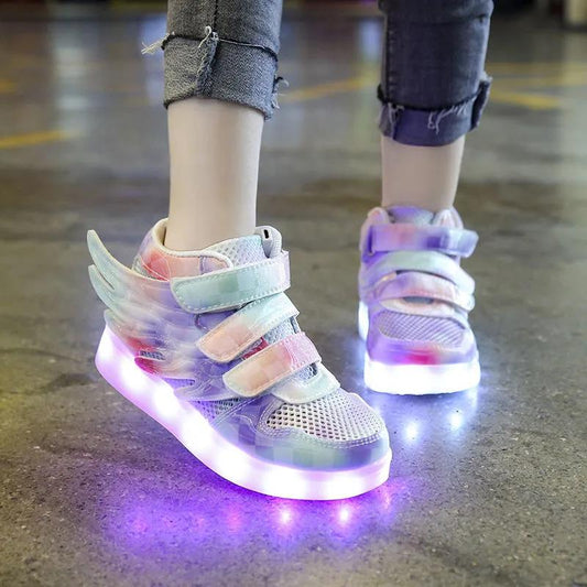 New Kids USB Luminous Sneakers Glowing Children Lights Up Shoes with Led Slippers Girls Illuminated Footwear Boys