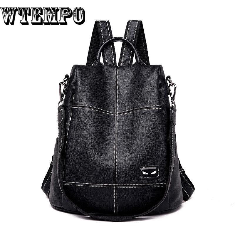 Women Backpack Leather School Bags For    Female Tassel Small Backpack