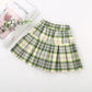 Autumn Spring Summer Casual Girls Pleated Skirt Plaid Skirt Student Performance Dress Bowknot Short Skirt