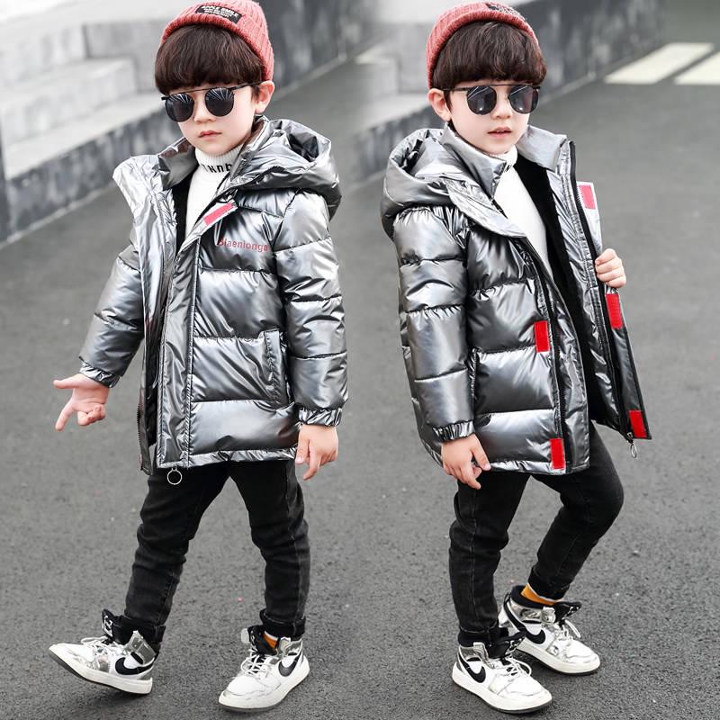 Boy Down Jacket Warm Child Down Parkas Coat Fur Kid Thickening Outerwear for Cold Winter