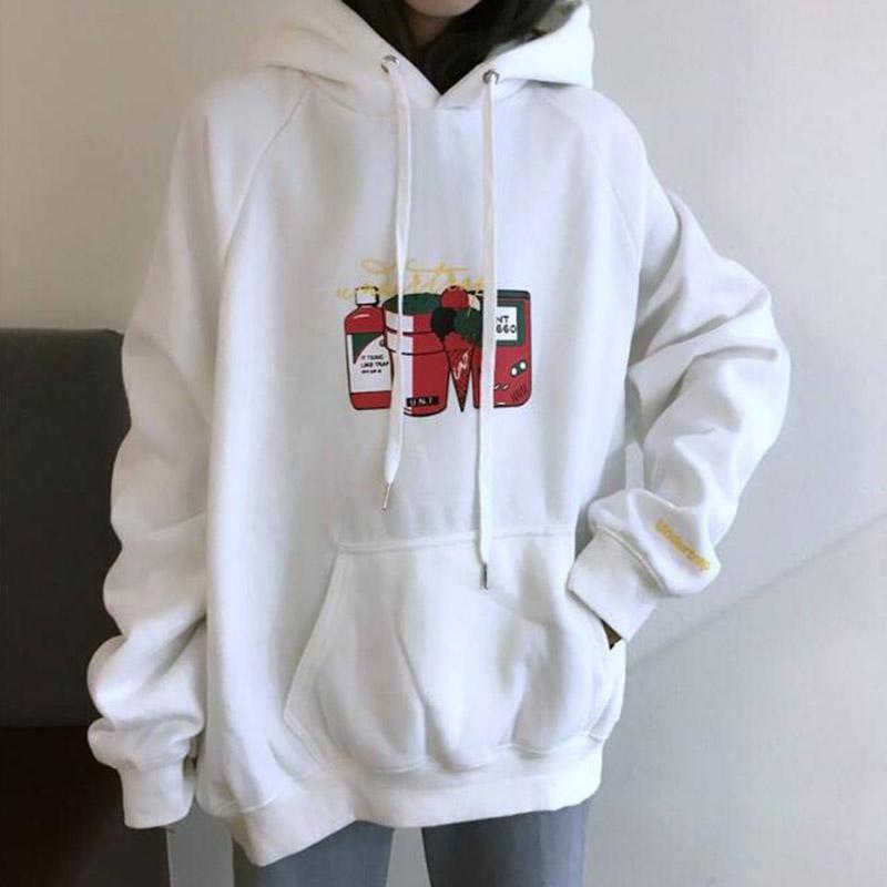 Warm Hooded Tops Autumn and Winter Sweater Cotton Women's Sweatshirt Wild Large Size Long Sleeve