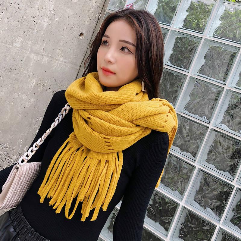 Scarf Knitted Autumn Winter Female Warm Scarf Women Girls Tassel Scarf Wool Scarf Shawl