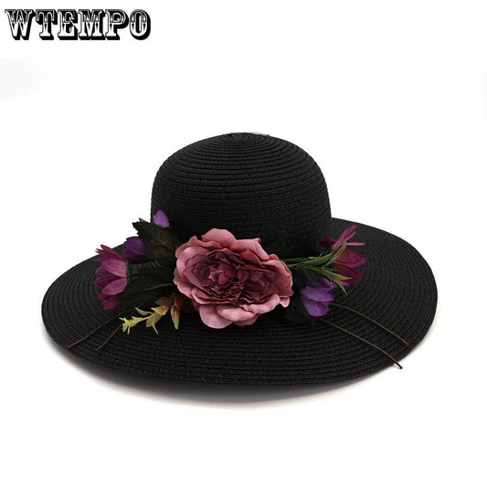 Straw hat  Cap Big Brim Ladies Summer Straw Hat Youth Hats For Women Shade Sunhat Beach Hat