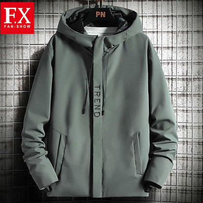 Spring and Autumn Men's Sports Jacket Trend Solid Color Hooded Casual Jacket Loose Student Workwear Thin Baseball Uniform