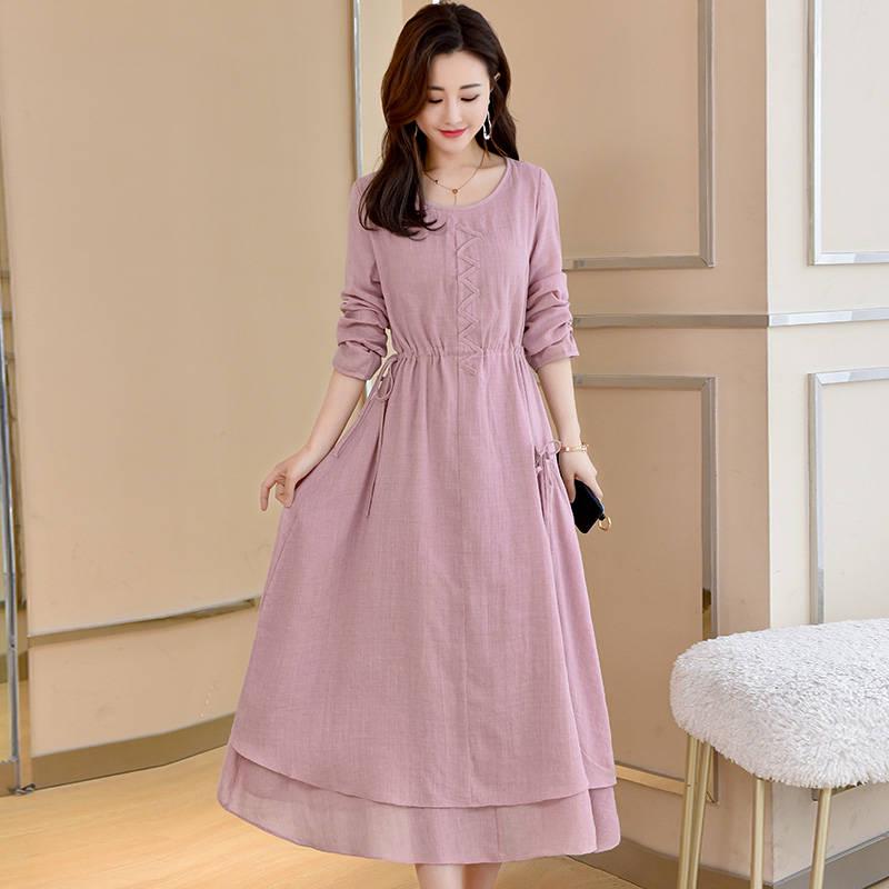 Women Autumn Winter Plus Size Dress Elegant Party Patchwor Dress Ruffle 3 Color Long Dresses