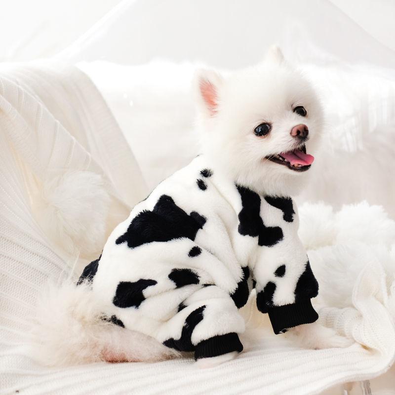 Milk Cow Black White Pet Shirt Clothes Four-leg Pet Dog Warm Jumpsuits Outfit Pet Supplies Puppy Cat Pullover Rompers Outerwear