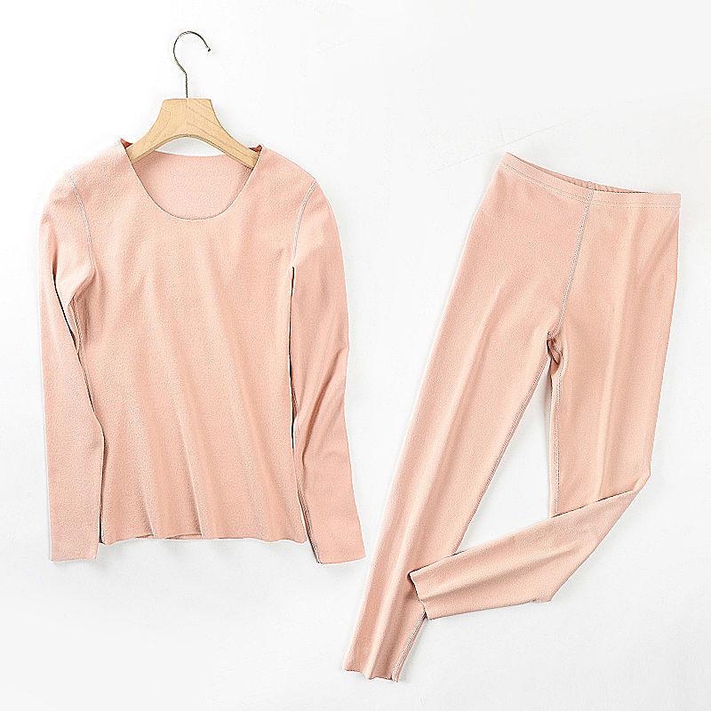 Women Warm Winter Autumn Clothes Thermal Underwear O-neck Tight Suit Thicken Windproof Comfortable Soft Lining Long Sleeve High Elasticity Slim