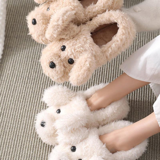 Winter Flat-bottomed Warm Thick-soled Peas Shoes Anti-slip Confinement Shoes Cute Cotton Slippers for Schoolgirls