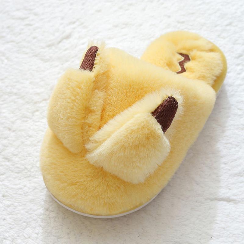 Children's Cotton Slippers Packed Heel and Velvet Warm Home Shoes Winter Plush Slippers