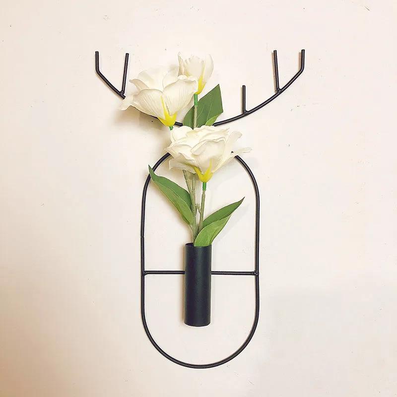 Deer Horn Iron Art Flower Arrangement Wall Mounted Metal Flower Stand Wall Decoration Pendant Flower Device