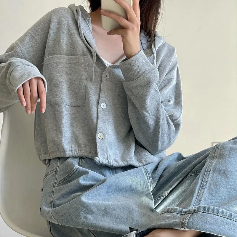 Women Hoodies Cropped Tops Spring Autumn Fashion Oversized Hooded Tracksuit Plus Size Casual Women Clothes