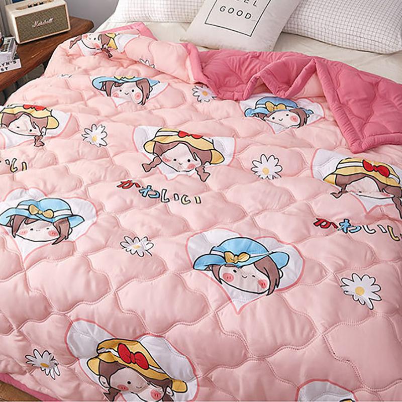 Summer Ice Silk Cool Quilt Four Seasons Universal Soft Washed Cotton Skin-friendly Feather Velvet Air-conditioning Quilt