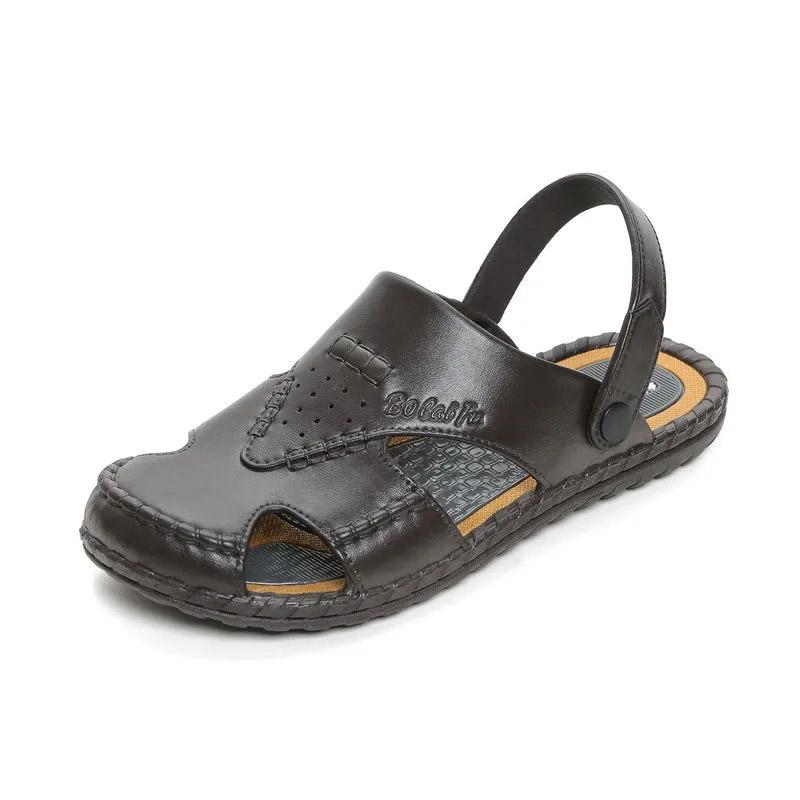 Men's Breathable Sandals Summer Korean Version Hole Slippers Dual-use Beach Shoes Work Sports Casual Sandals Dad Flip Flops