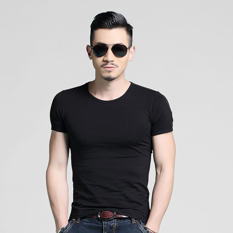 3 Pieces of Men's Summer Short-sleeved T-shirt Slim-fit T-shirt Black and White Solid Color Youth Slim Top Bottoming Shirt Half-sleeved