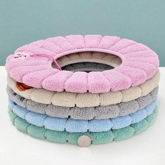 Winter Warm Toilet Seat Cover Closestool Mat 4Pcs Washable Bathroom Accessories Knitting Pure Color Soft O-shape Pad Bidet Cover