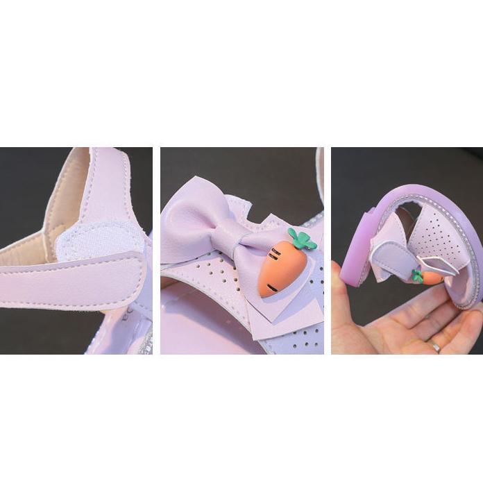 Girl's Sandals In Summer Elegant Girl's Princess Shoes Crystal Soft Bottom Cartoon Carrot Bowknot Big Children's Fish Mouth Cool Shoes