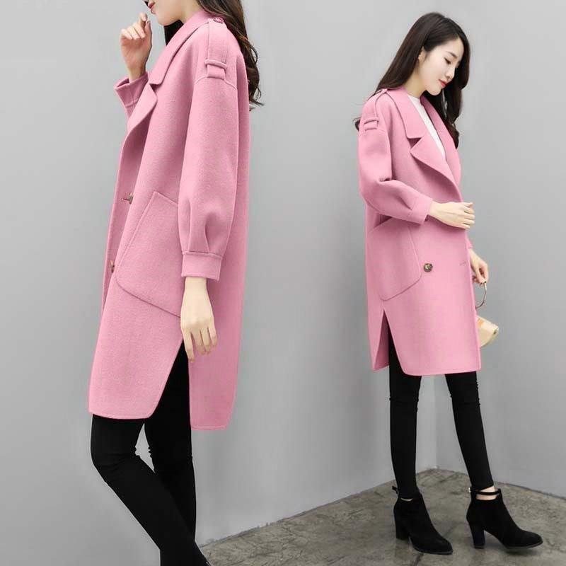 Woman's clothing Long sleeve warm Windbreaker Large size Woolen coat autumn and winter large size