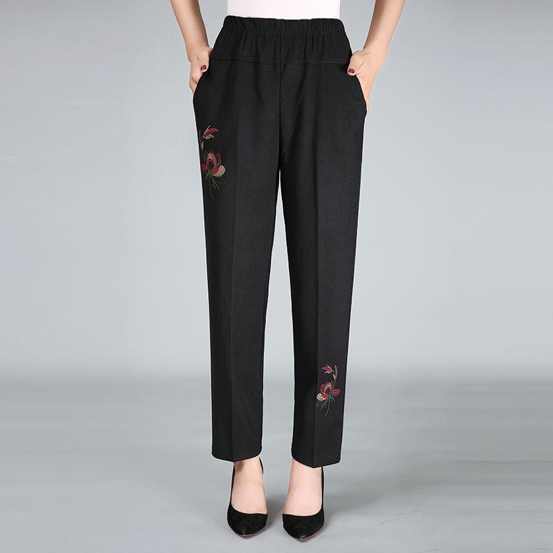 Middle-aged and Elderly Spring and Autumn Women's Pants Grandma High-waist Loose Straight-leg Pants Large Size Pants for The Elderly