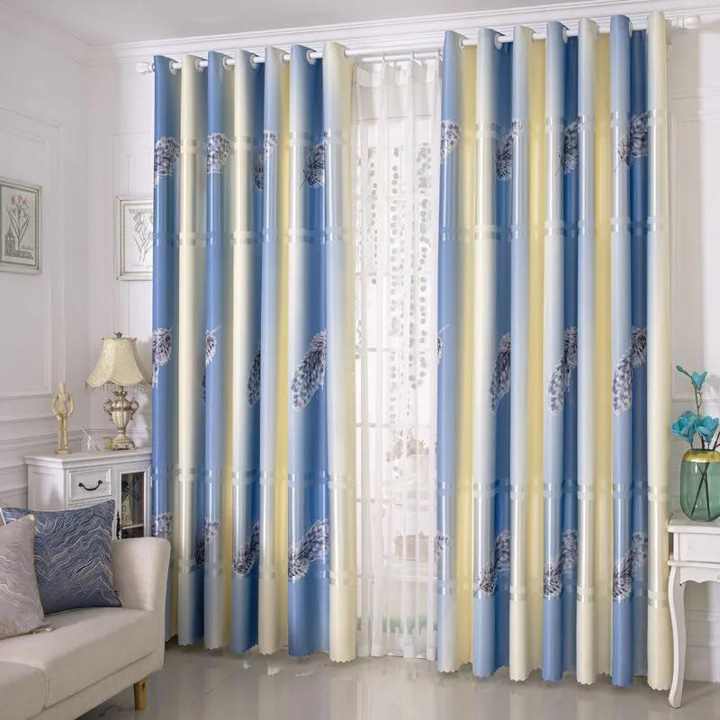 High-end Double-sided Printing Thick Curtains Finished Sun-proof Heat-insulating Black-out Curtains Bedroom Balcony Sun-shading Curtain Cloth