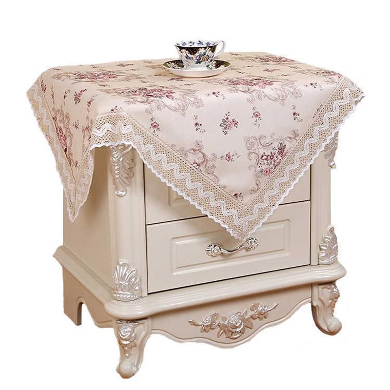 Bedside Table Cover Towel Cover Cloth Small Round Table Coffee Table Cloth Square Microwave Refrigerator Household Cloth Lace Universal Cover Towel