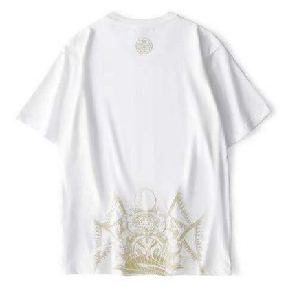 Chinese Style Beijing Opera Facial Makeup Embroidered Short-sleeved T-shirt Men's Half-sleeved Couples Summer Loose Clothes