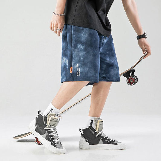 Men's Summer Tie-dye Shorts Men's Drawstring Loose Print Trendy Five-point Pants