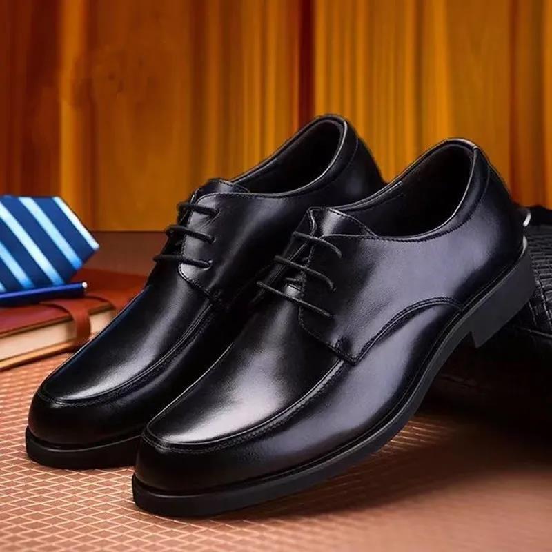 Leather Shoes Large Size Leather Shoes Breathable Round Shoes Casual Leather Shoes Business Shoes Middle-aged Business Shoes Men