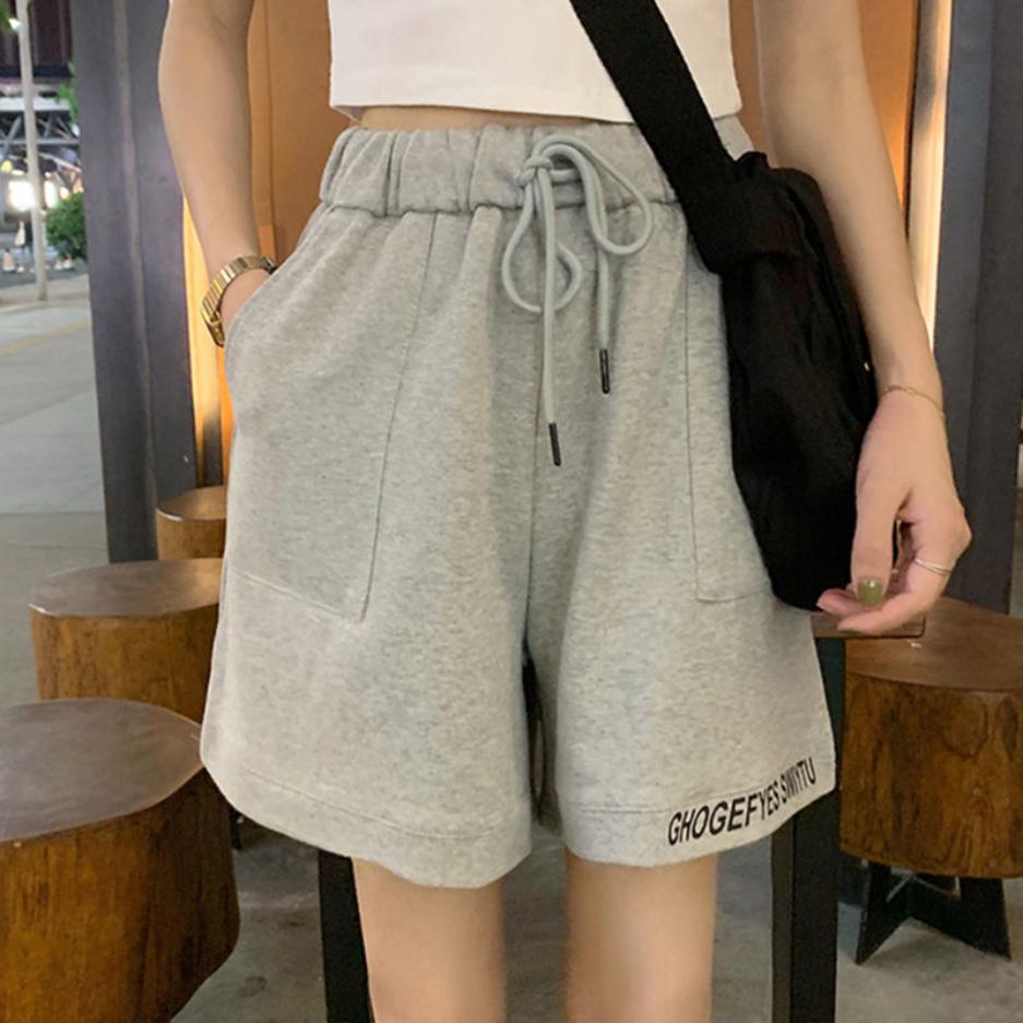 Casual Pants Children's Loose Summer Versatile Student Elastic High Waist Letter Wide Leg Shorts