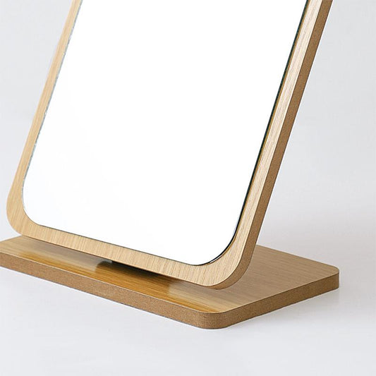 Simple Wooden Make-up Mirror Rotating Desktop Make-up Mirror Desktop Student Dormitory Folding Make-up Mirror Portable