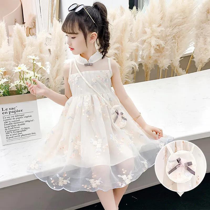 Embroidered Sweet Girl A-line Dress Summer Dress Children's Clothing Girl Princess Skirt Children's Vest Mesh Skirt