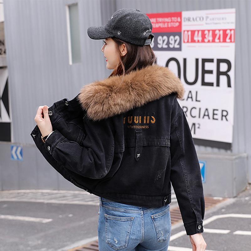 Thickened Denim Jacket Women's Short Fall Winter 2021 New Korean Version of The Bf Small Man Plus Velvet Warm Cotton Coat