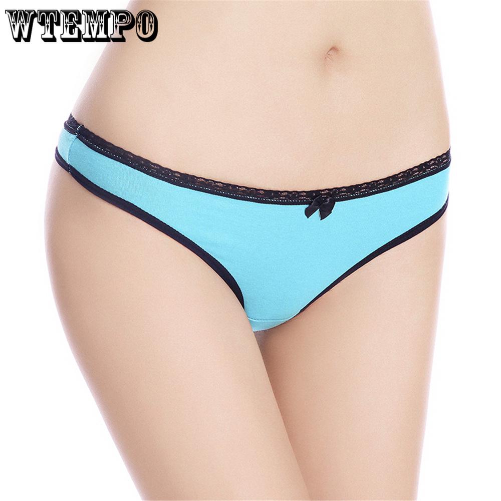 6 pcs Ms. Cotton Solid Color Sexy Thong Panties Sexy T Pants Women Cotton Panties Girl Briefs