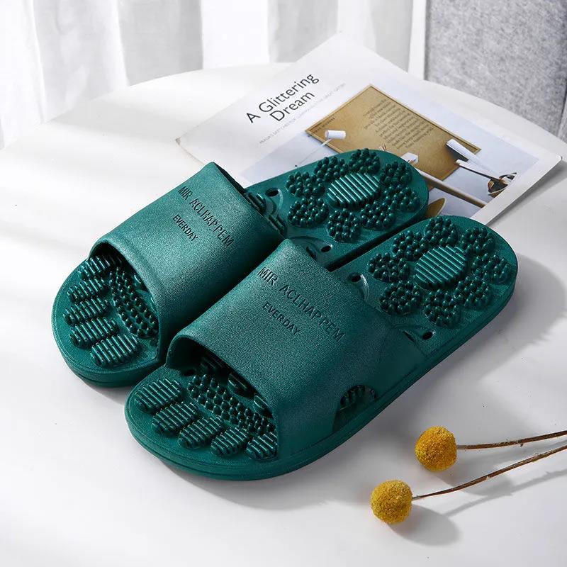 Women's Massage Slippers Summer Indoor Bathroom Slippers Solid Color Soft Sole Large Size Flat Slippers