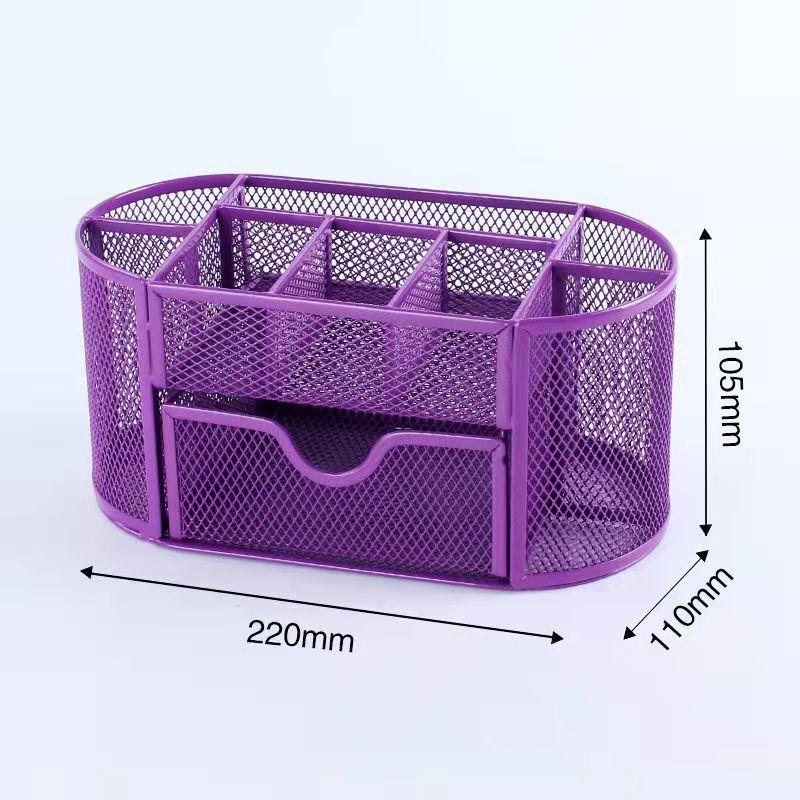 Multifunctional Iron Pen Holder Mesh Storage Box Mesh Hollow Pen Pot Makeup Brushes Storage Desk Pen Holder