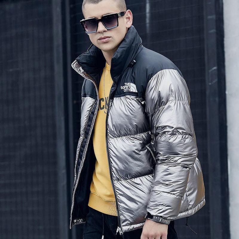 Large Size Silver All-match The Most Fashionable Trend of Men's Cotton Winter Loose Thick Warm Jacket