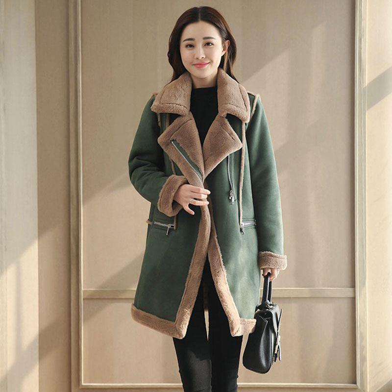 Suede Cotton Coat Winter Korean Version of Loose Thick Fur Lamb Fur Coat Female Mid-length Coat