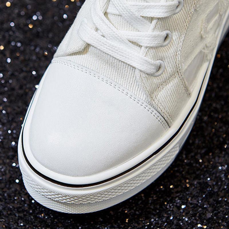 Thick-soled High-top Canvas Shoes Women's Spring Breathable Korean Version of All-match Inner Increase White Shoes