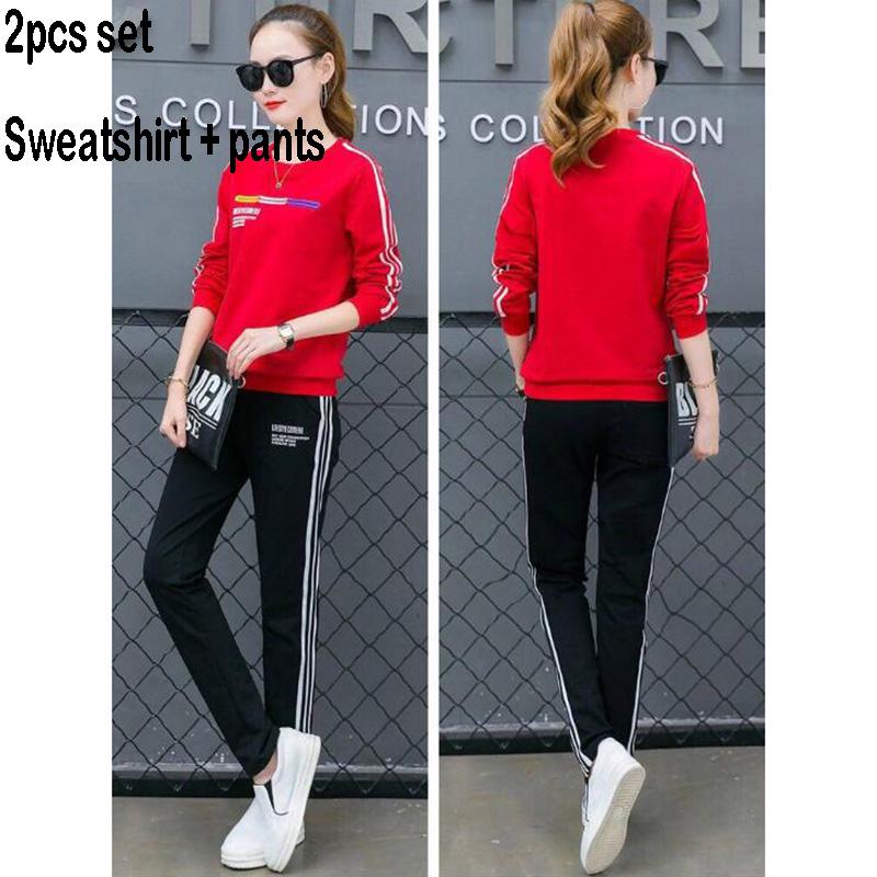 Casual Sweatshirt Set Large Size Spring and Autumn Women 2pcs set Wild Long Sleeve